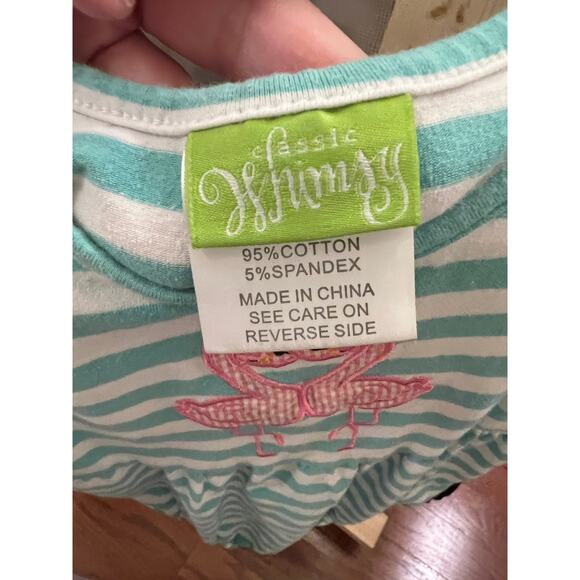 Classic Whimsy 24M Flamingo Striped Bubble Romper - Picture 3 of 5